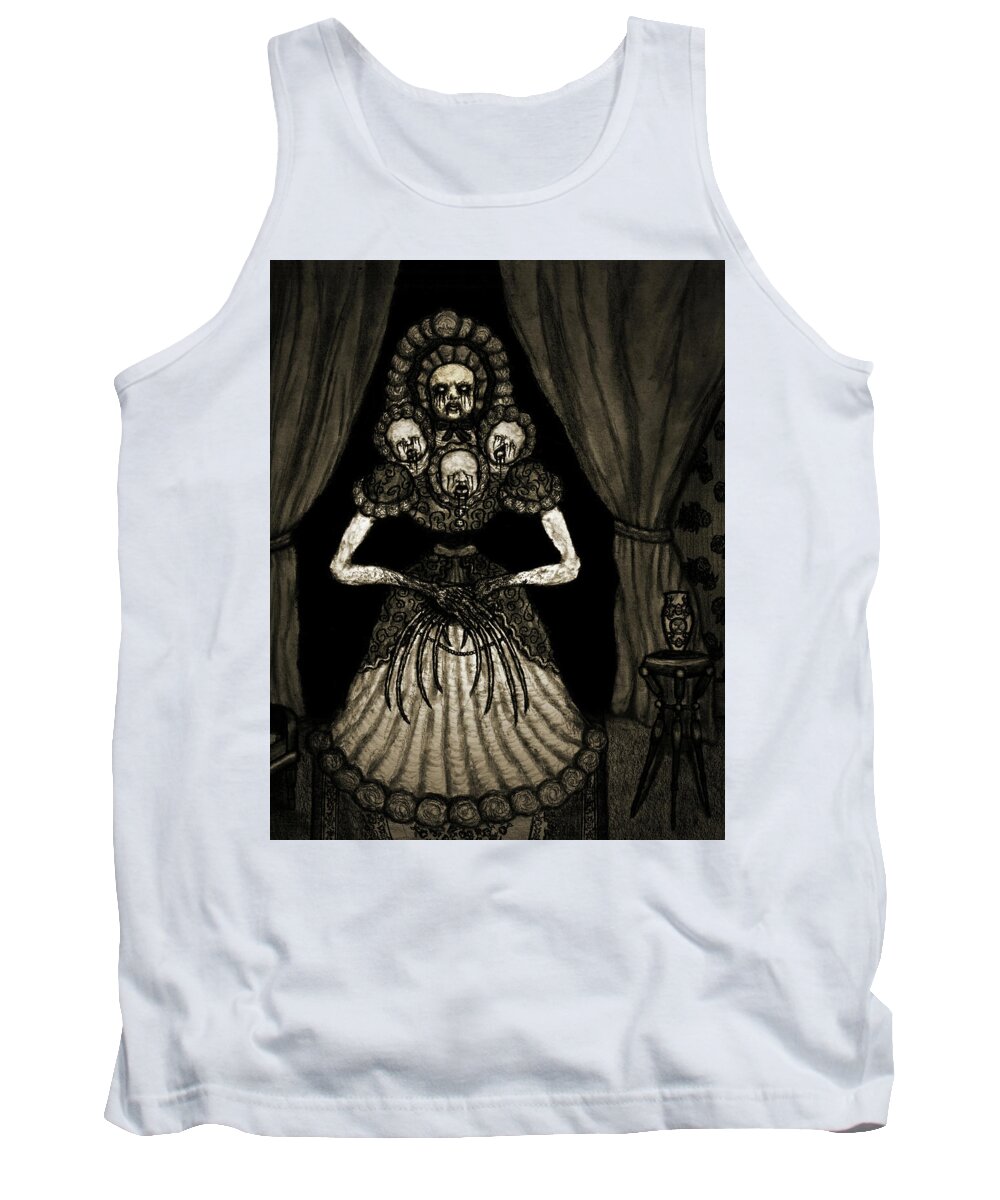 Horror Tank Top featuring the drawing Nightmare Dolly - Artwork by Ryan Nieves