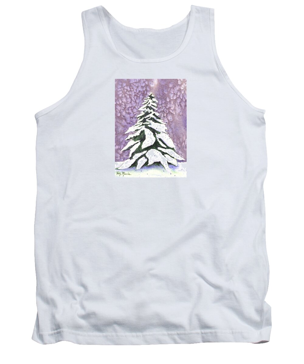 Tree Tank Top featuring the painting No Tinsel Needed by Marsha Karle