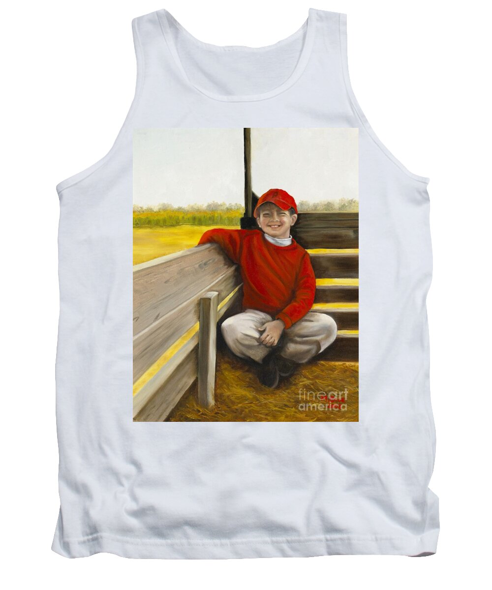 Portrait Tank Top featuring the painting Noah on the Hayride by Marlene Book