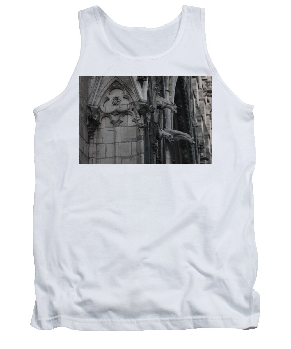 Notre Dame Cathedral Gargoyles Tank Top featuring the photograph North Side Notre Dame Cathedral by Christopher J Kirby