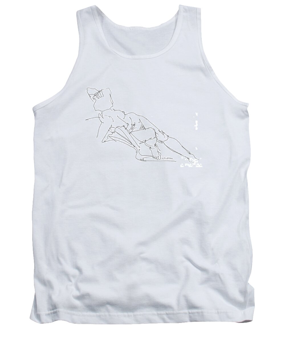Female Tank Top featuring the drawing Nude Female Drawings 3 by Gordon Punt