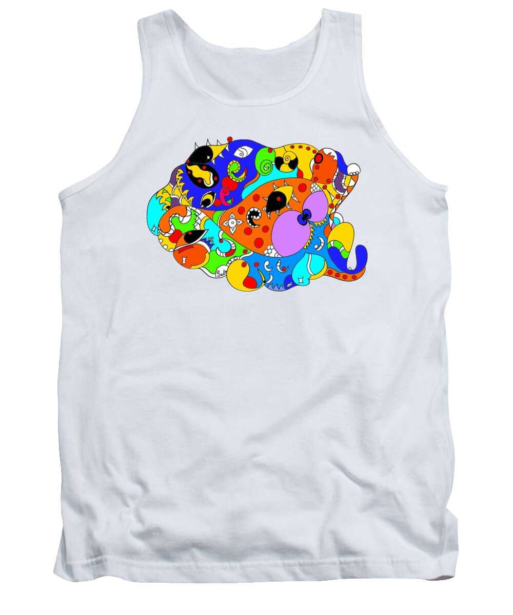 Abstract Tank Top featuring the drawing Ocean Life by Sally Bosenburg