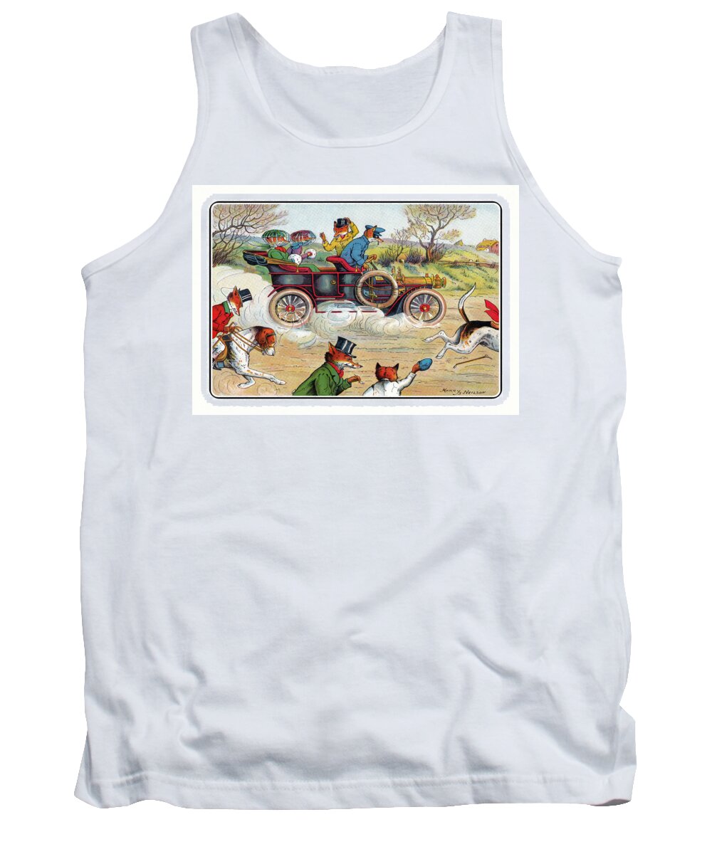 Harry Tank Top featuring the mixed media Off to the Hunt by Car by Harry Neilson