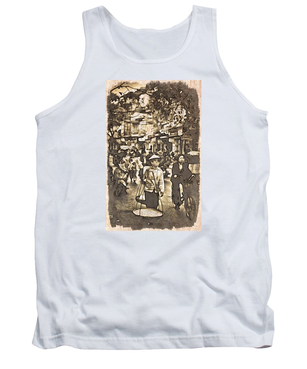 Asia Tank Top featuring the digital art Off to Work by Cameron Wood