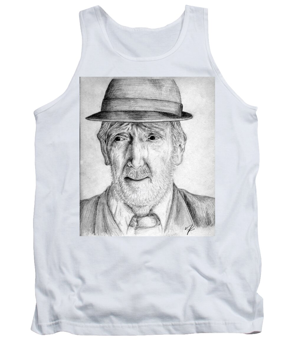 Man Tank Top featuring the drawing Old Man with Hat by Nicole Zeug