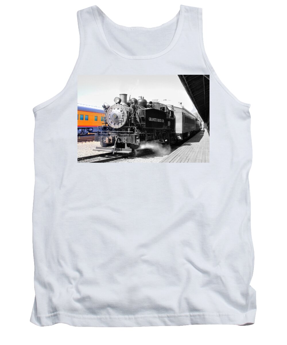 Hdr Tank Top featuring the photograph Old Sacramento Steam Train by Randy Wehner