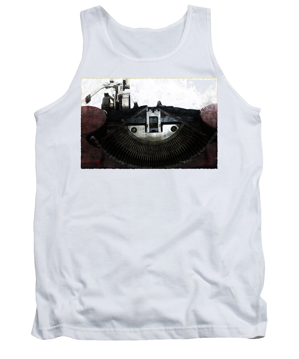 Typewriter Tank Top featuring the photograph Old typewriter machine in grunge style by Michal Boubin