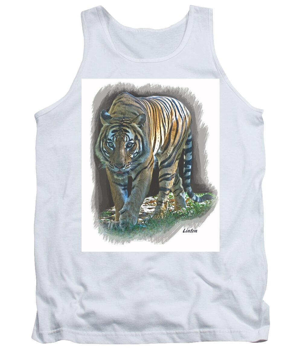 Malayan Tiger Tank Top featuring the digital art On The Prowl #1 by Larry Linton