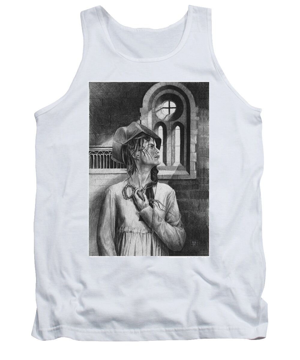 Ophelia Tank Top featuring the drawing Ophelia by Yvonne Wright