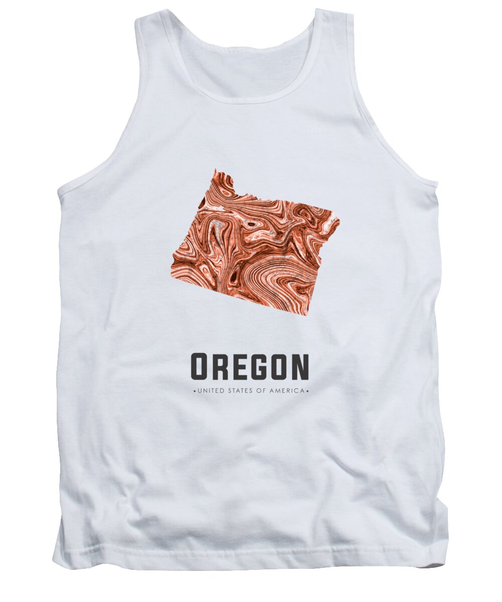 Oregon Tank Top featuring the mixed media Oregon Map Art Abstract in Brown by Studio Grafiikka