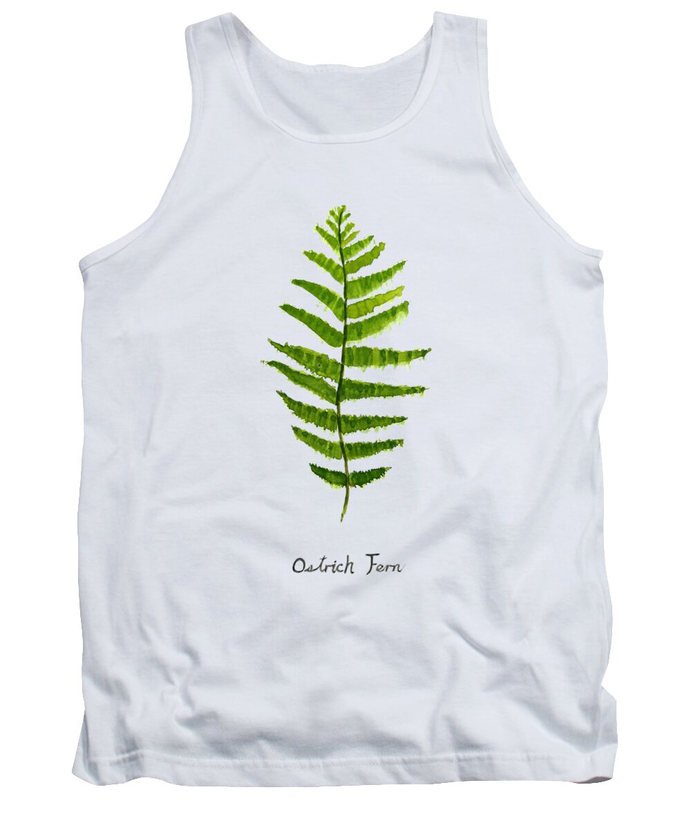 Watercolor Painting Tank Top featuring the painting Ostrich Fern by Color Color