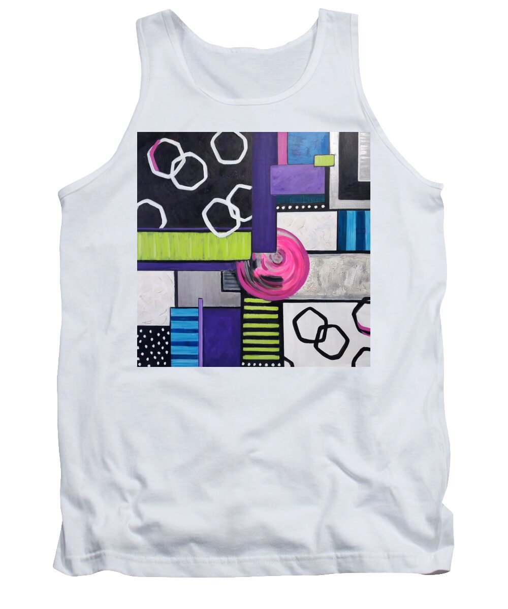 Abstract Tank Top featuring the painting Out of the Box by Rosie Sherman