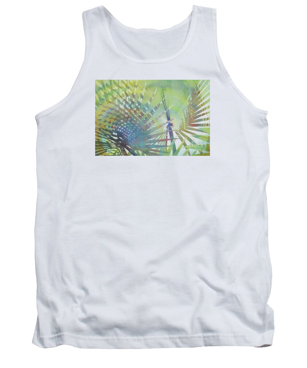Nancy Charbeneau Tank Top featuring the painting Palm Patterns by Nancy Charbeneau
