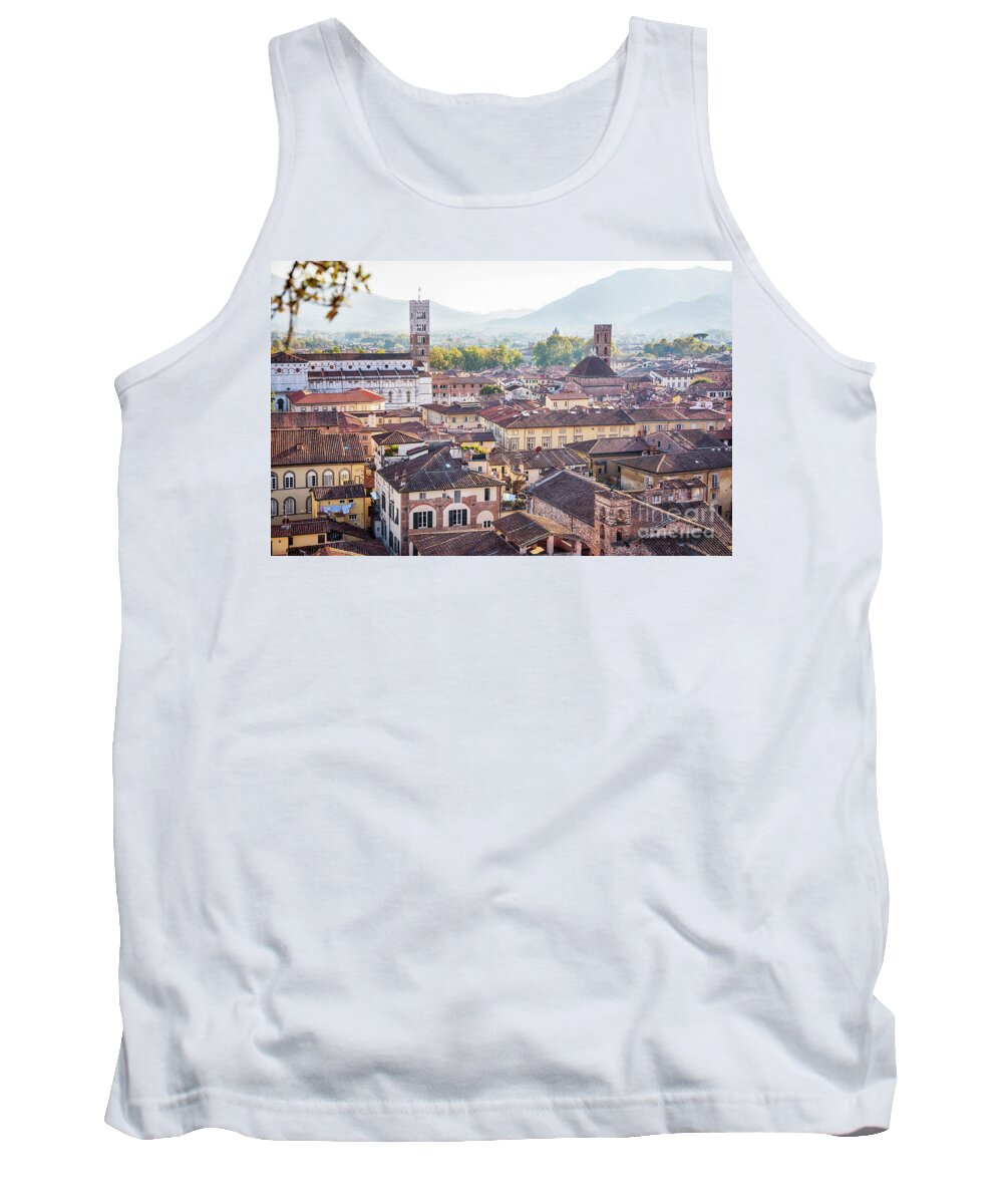 Italy Tank Top featuring the photograph panorama of old town Lucca, Italy by Ariadna De Raadt
