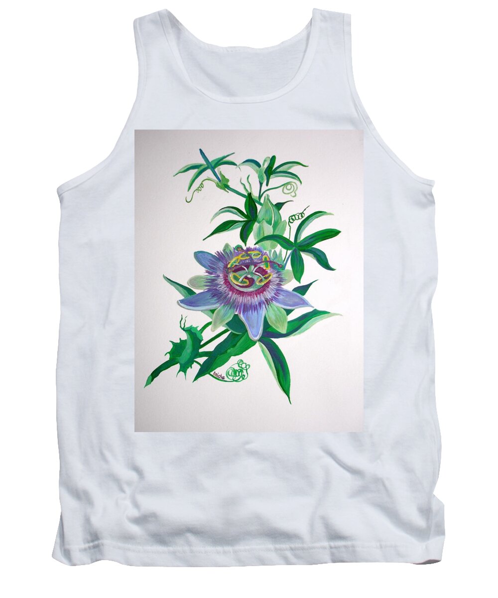 Flower Tank Top featuring the painting Passion Flower by Taiche Acrylic Art