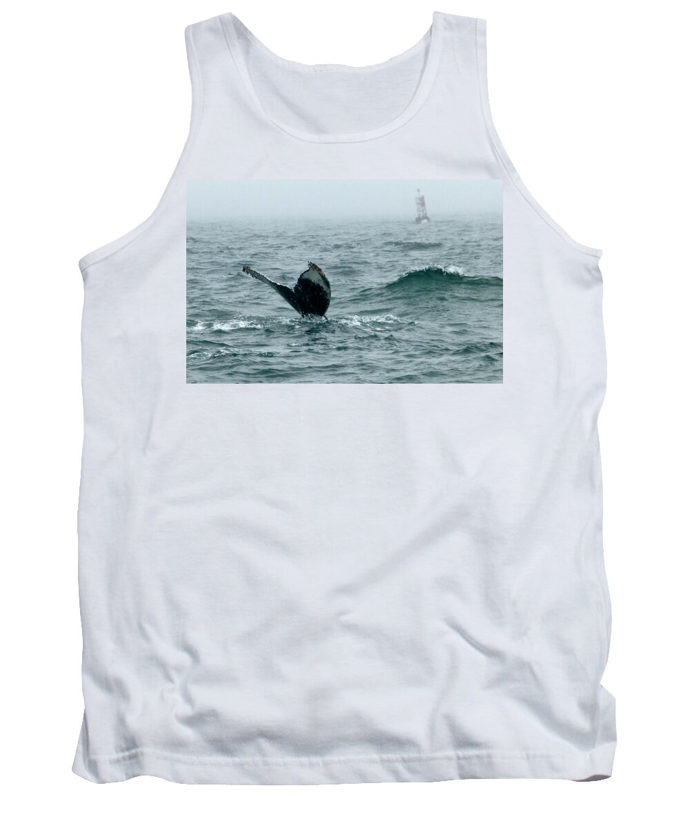 Humpback Whales Tank Top featuring the photograph Humpback Flukes and Buoy by Amelia Racca