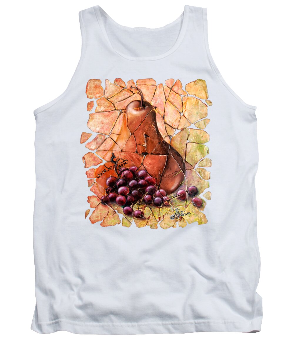 Pear & Grapes Fresco Tank Top featuring the painting Pear and Grapes Fresco by OLena Art