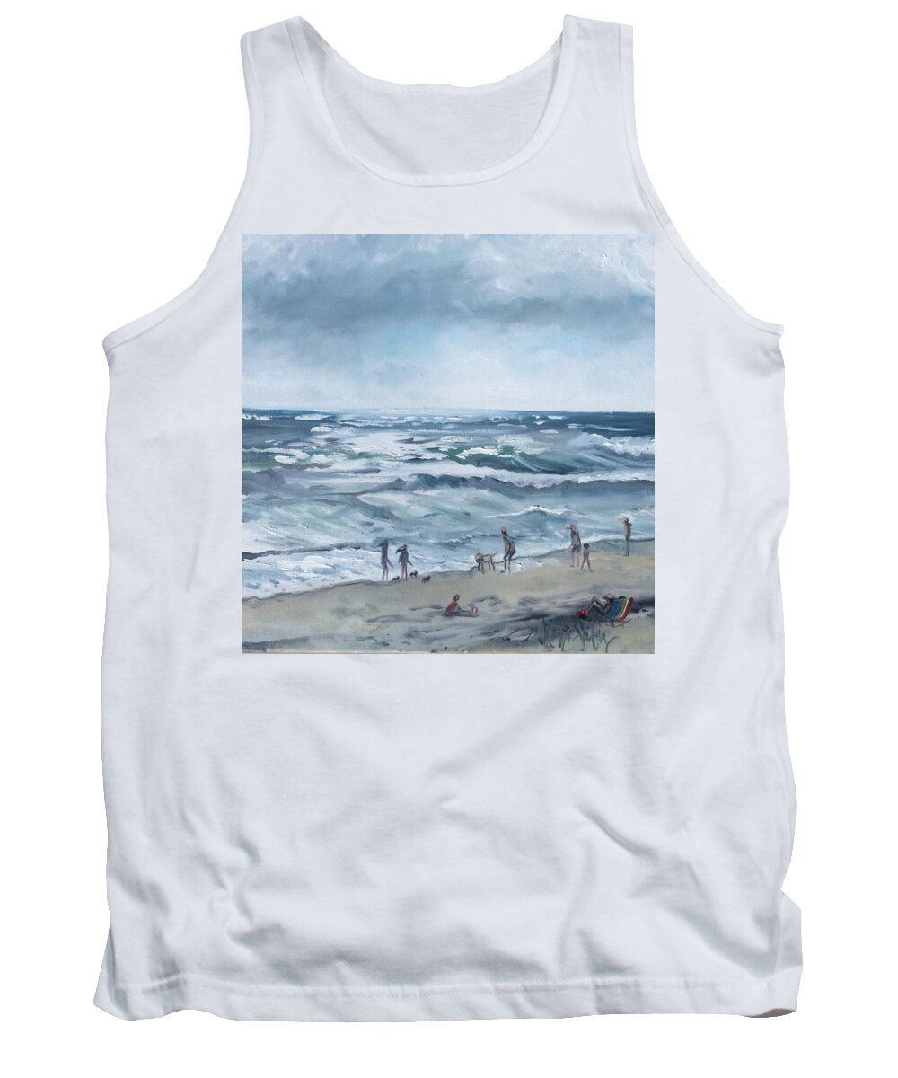 Ocean Tank Top featuring the painting Peek of Blue by Maggii Sarfaty