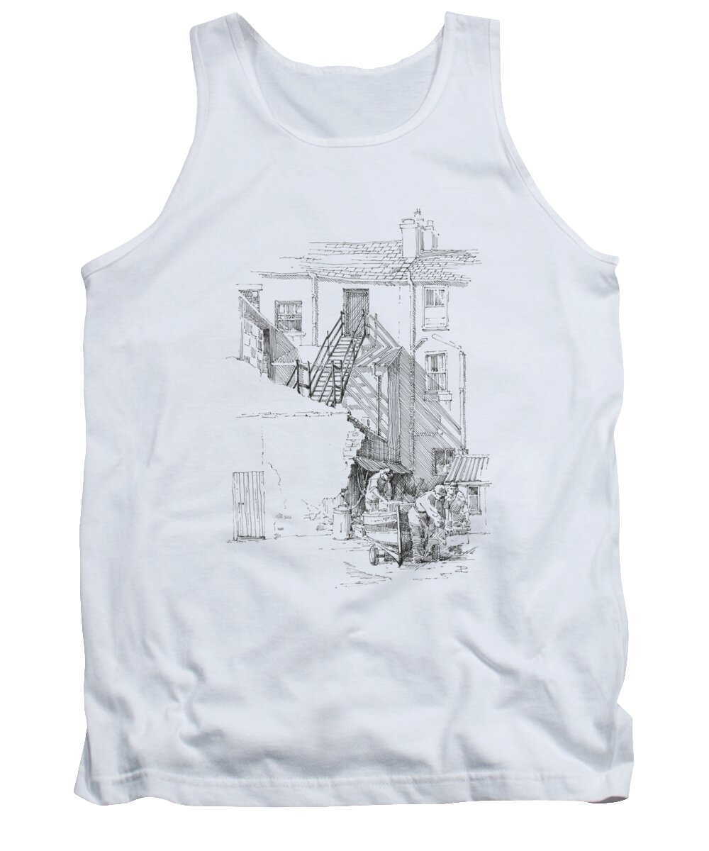 Pen & Ink Tank Top featuring the drawing Peel Back Street by Paul Davenport