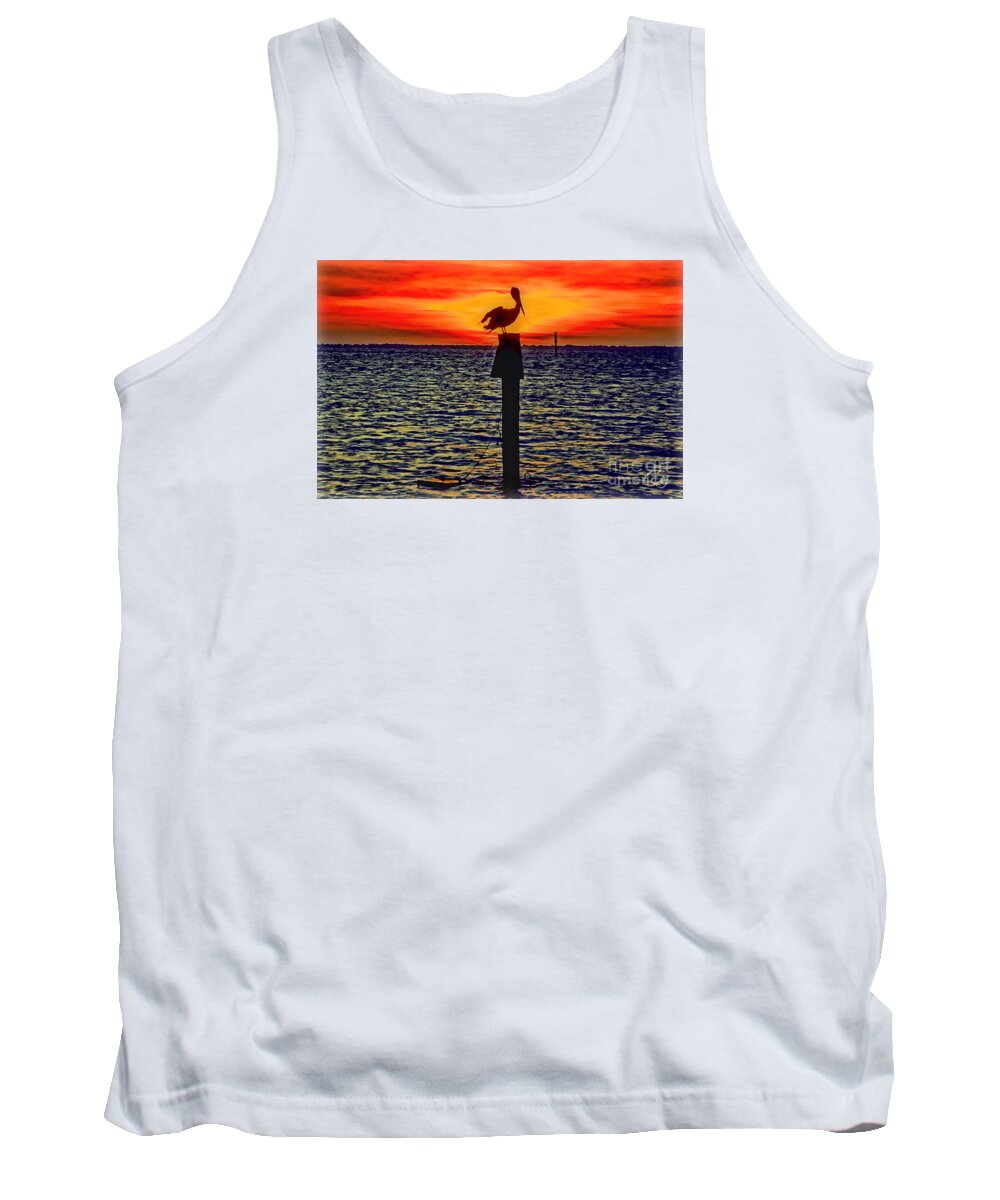 Pelican Tank Top featuring the photograph Pelican Bay by John S Stewart