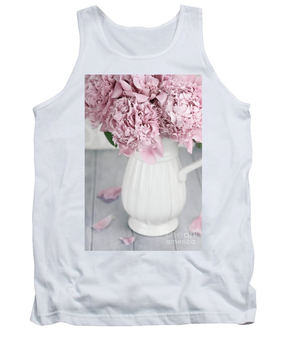Peony;peonies;paeonia Suffruticosa;paeoniaceae;flower;flowers;pink;floral;overhead Tank Top featuring the photograph Peonies in a Vase by Stephanie Frey