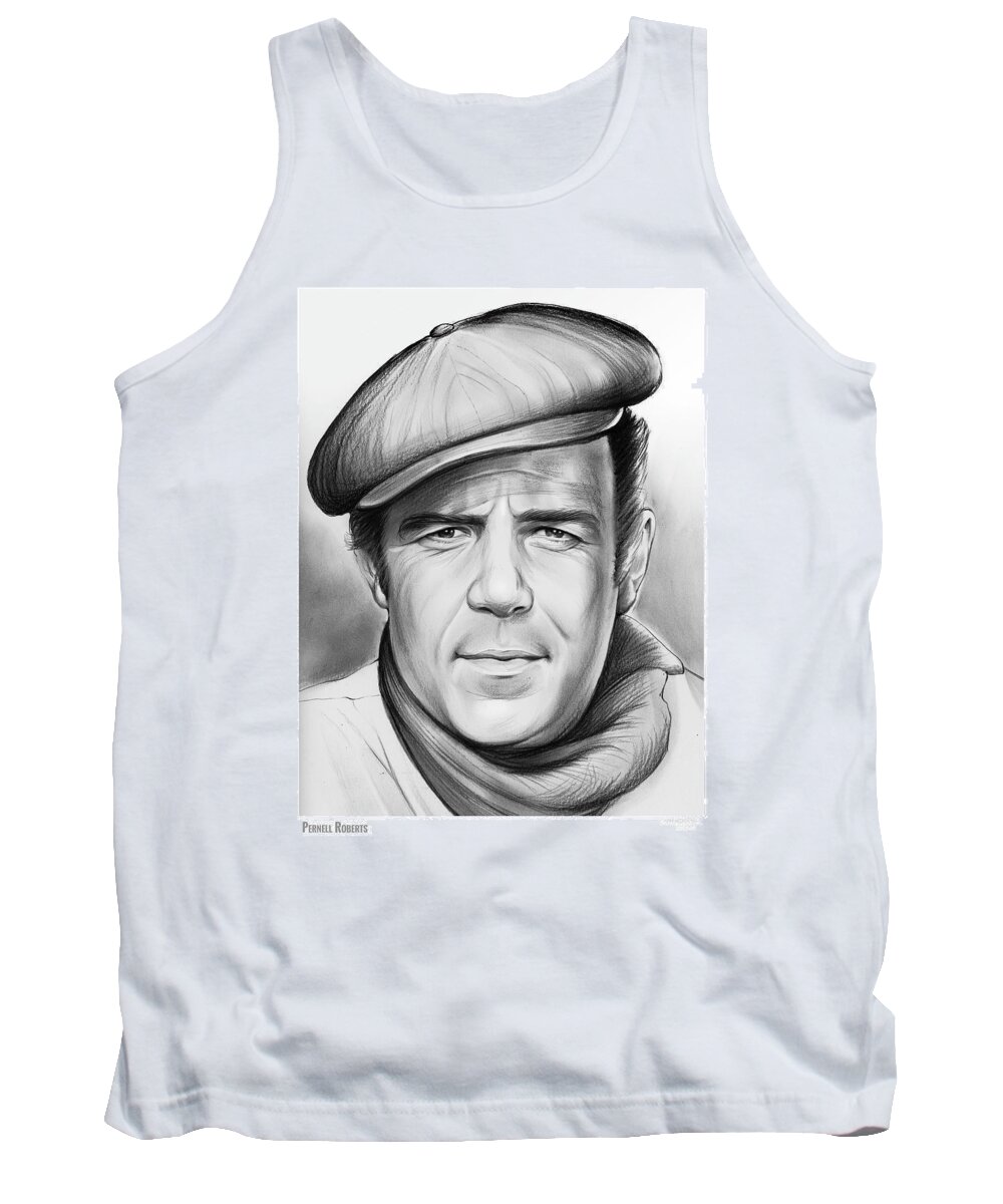 Pernell Roberts Tank Top featuring the drawing Pernell Roberts by Greg Joens
