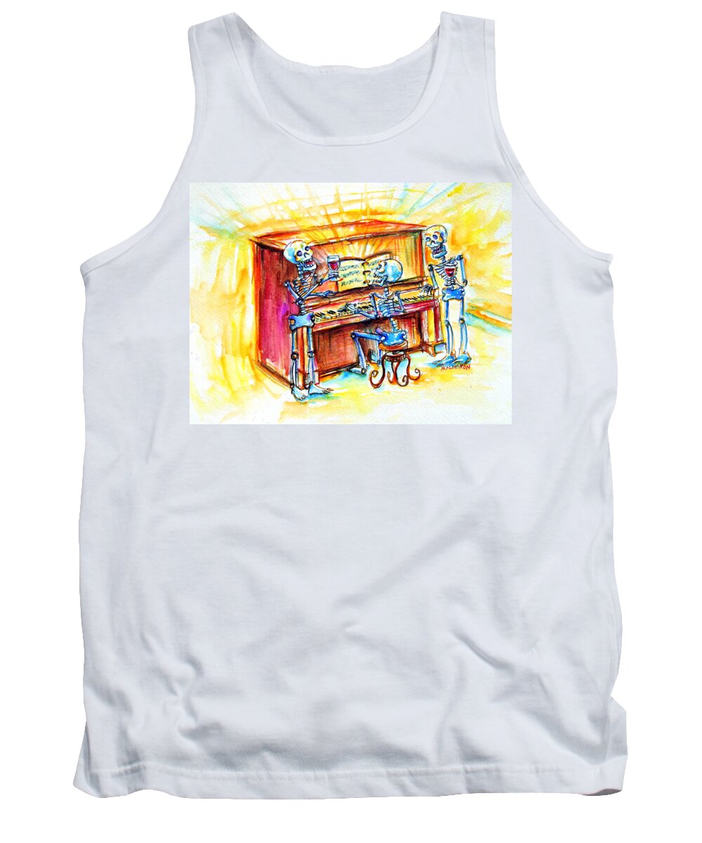 Day Of The Dead Tank Top featuring the painting Piano Man by Heather Calderon