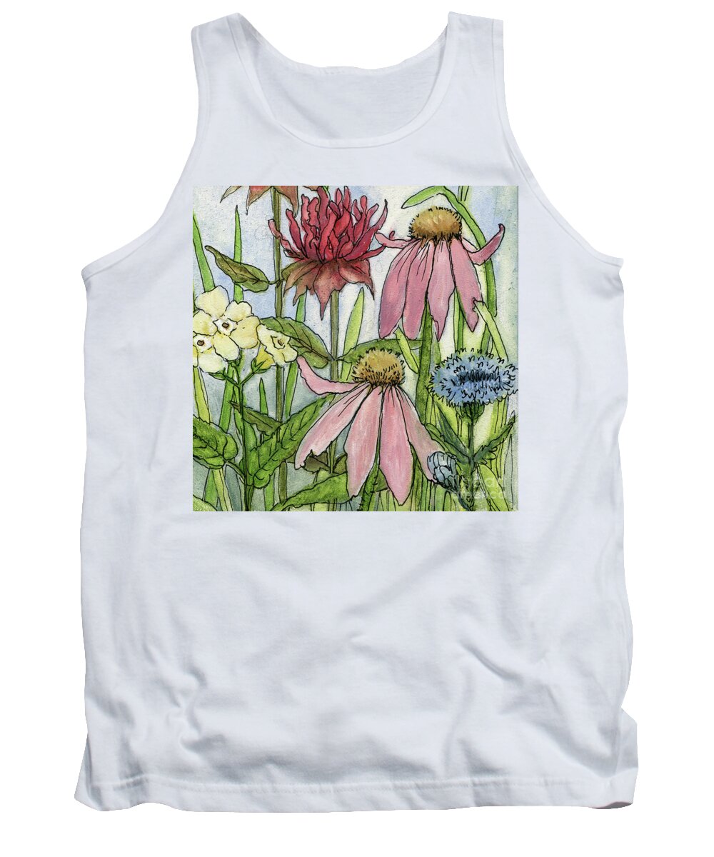 Pink Flower Tank Top featuring the painting Pink Coneflower by Laurie Rohner