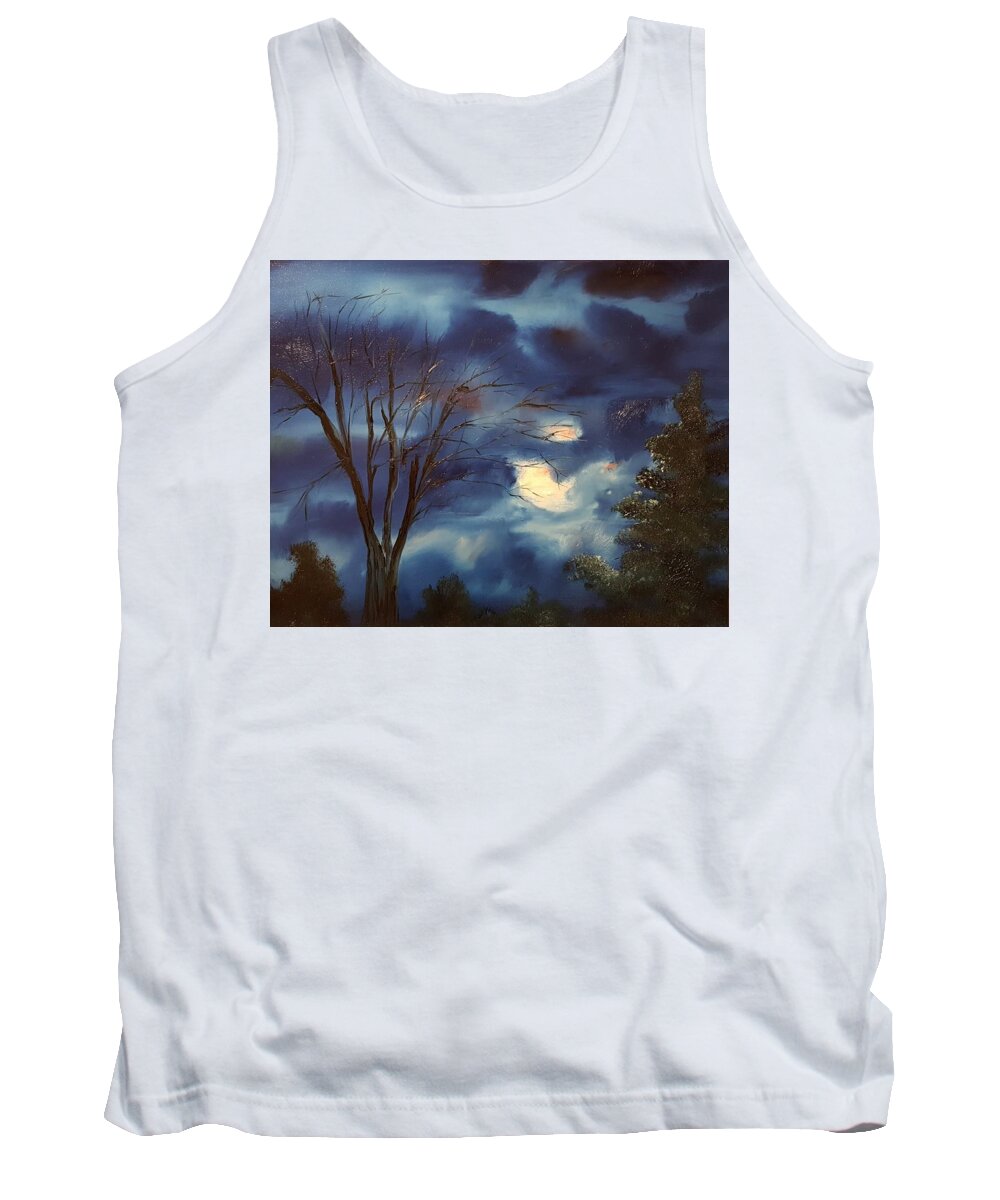 Pink Moon Tank Top featuring the painting Pink Moon   19 by Cheryl Nancy Ann Gordon