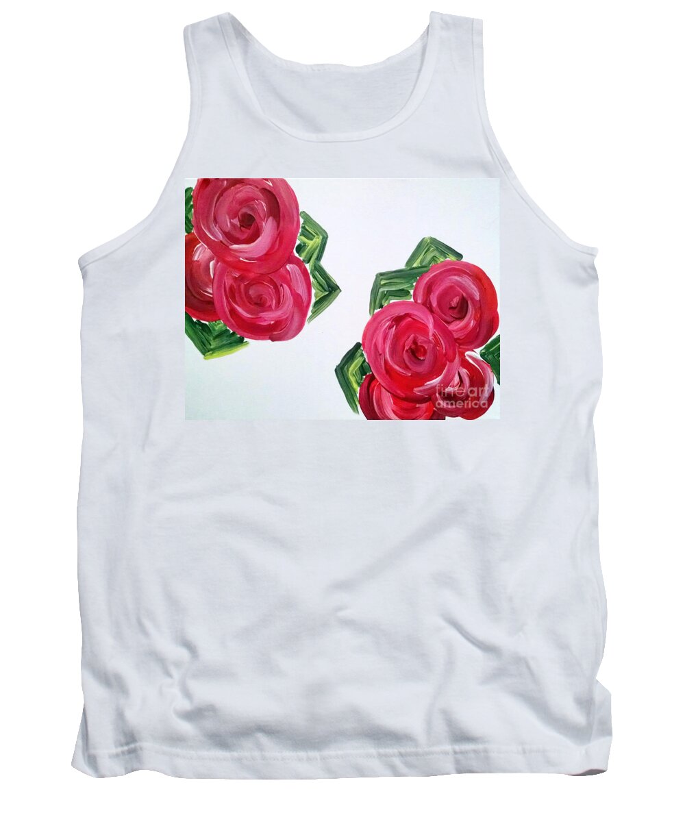 Peonies Pink Tank Top featuring the painting Playful Peonies by Jilian Cramb - AMothersFineArt