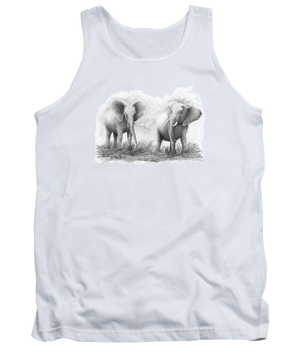 Elephants Tank Top featuring the drawing Playtime by Phyllis Howard