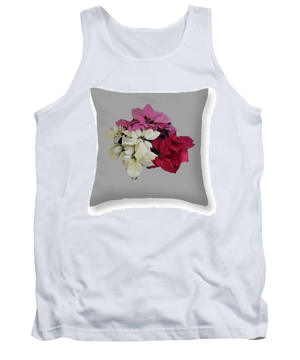  Tank Top featuring the photograph Poinsettias Pillow Grey Background by R Allen Swezey