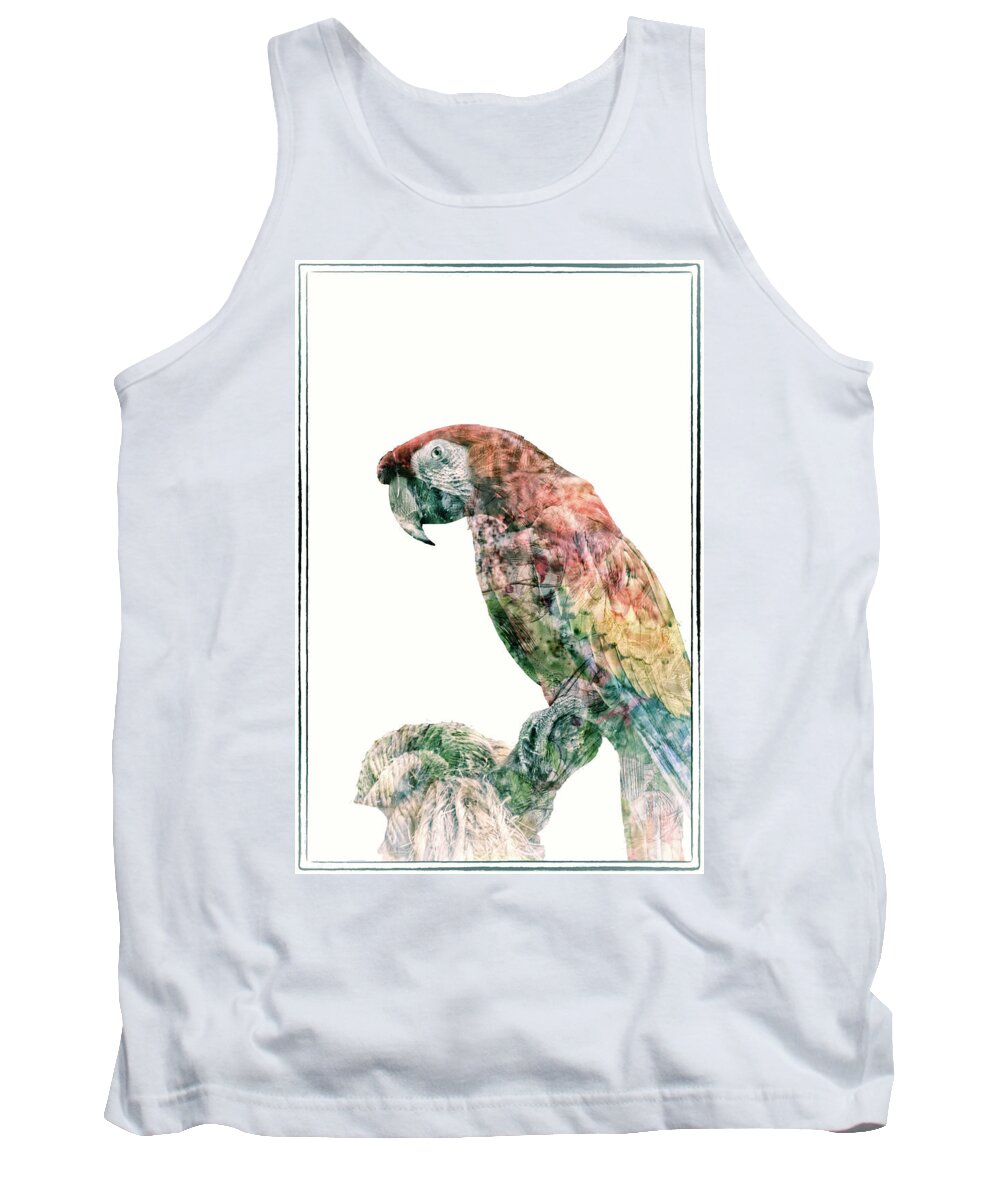 Macaw Tank Top featuring the mixed media Polly Got a Cracker by Pamela Williams
