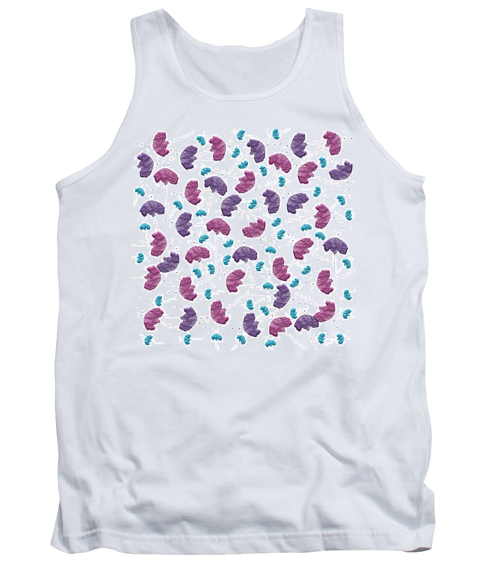 Floral Tank Top featuring the digital art Pop Rock Flowers on White Background by Shelley Neff