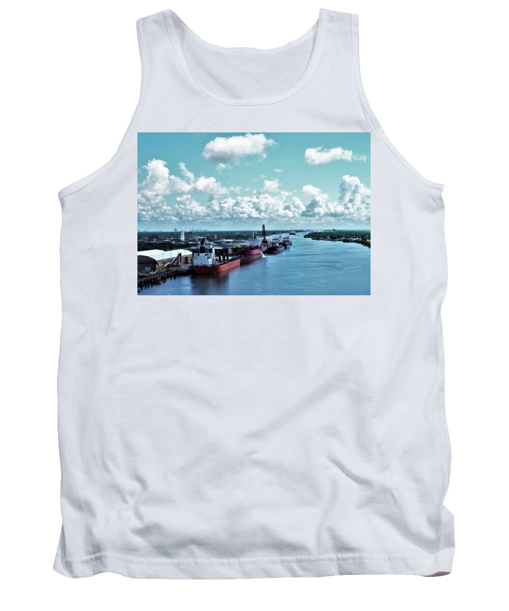 Port Tank Top featuring the photograph Port of Port Arthur, Tx by Jerry Connally