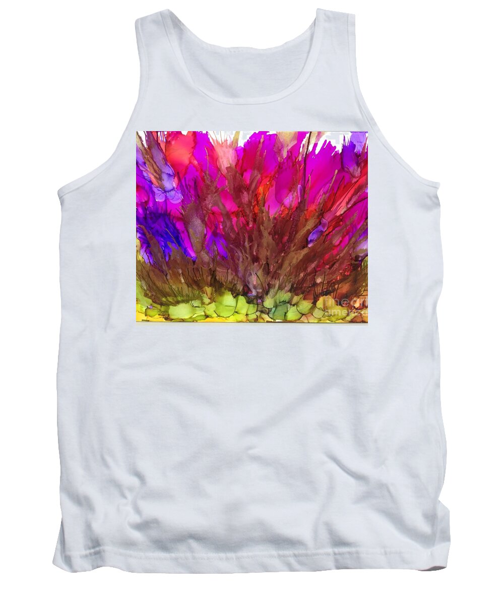 Abstract Painting. Tank Top featuring the painting Spit Fire by Nancy Koehler
