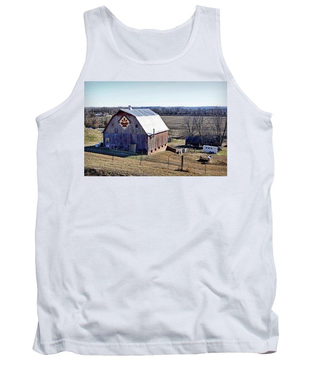 Barn Tank Top featuring the photograph Prairie Flower Quilt Barn by Cricket Hackmann