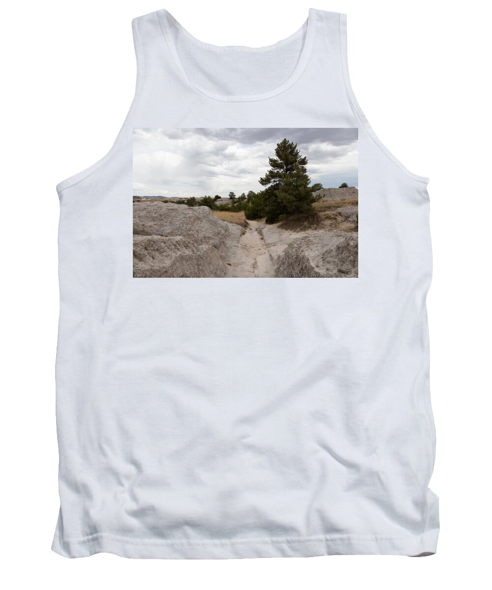Carol M. Highsmith Tank Top featuring the photograph Preserved wagon ruts of the Oregon Trail on the North Platte River by Carol M Highsmith