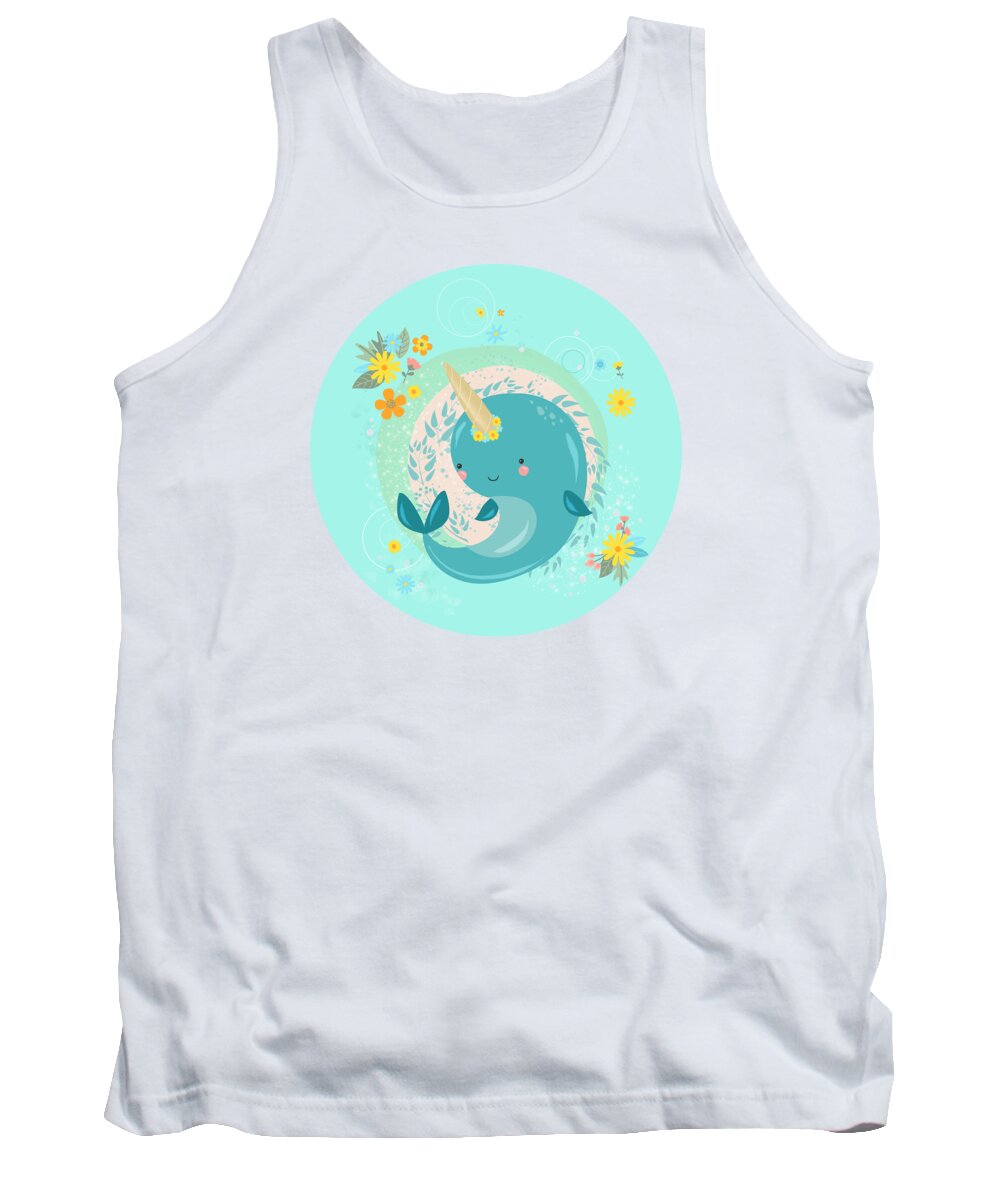 Painting Tank Top featuring the painting Pretty Princess Narwhal by Little Bunny Sunshine