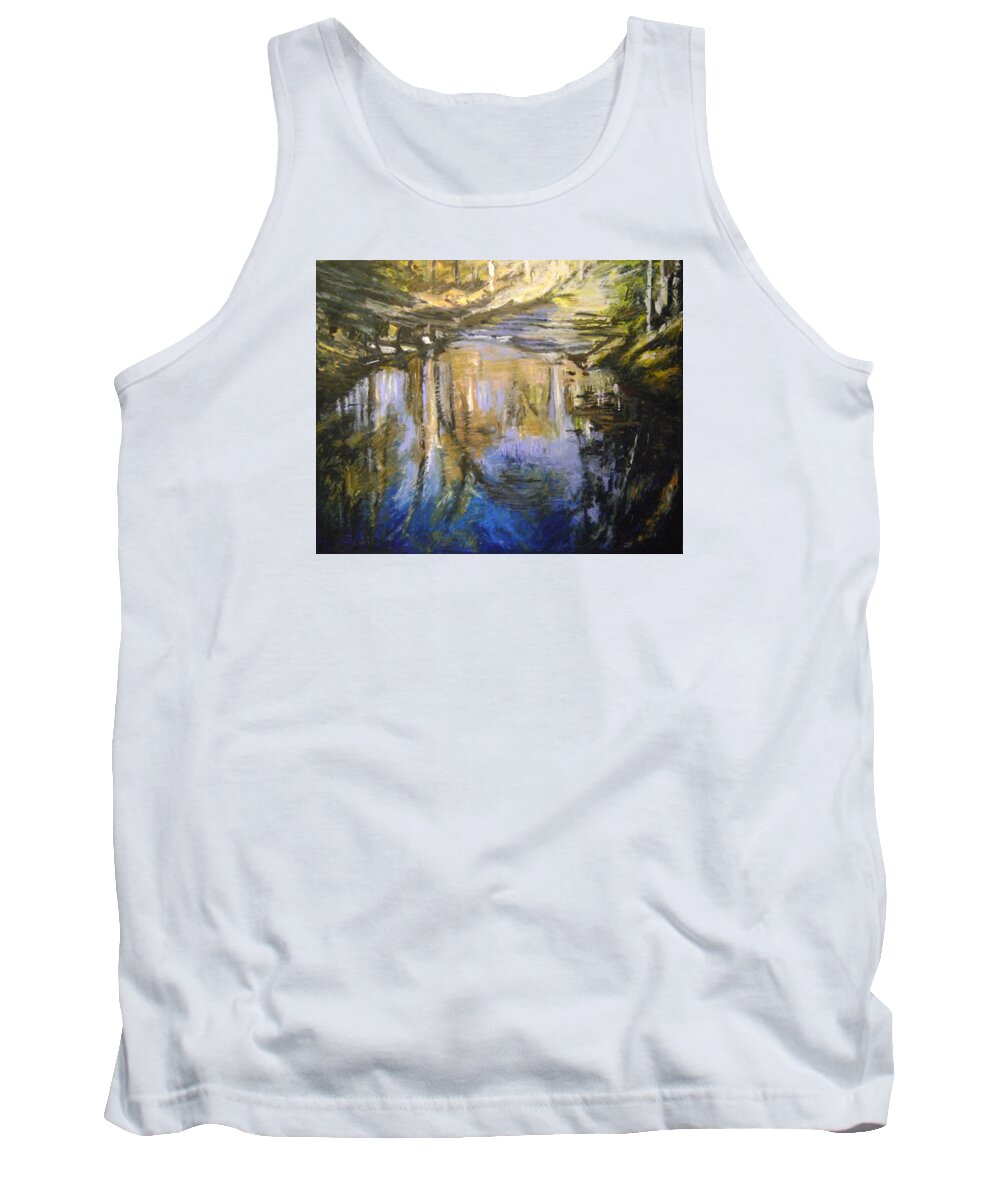 Puffers Pond Tank Top featuring the pastel Puffers Pond by Therese Legere