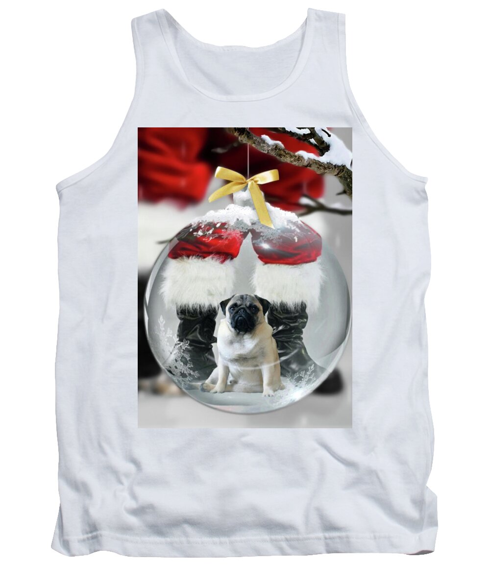 Pug Tank Top featuring the photograph Pug and Santa by Jackson Pearson