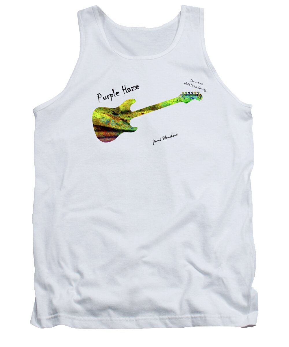 Jimi Hendrix Tank Top featuring the painting Purple Haze Scuse Me While I Kiss the Sky Hendrix by David Dehner