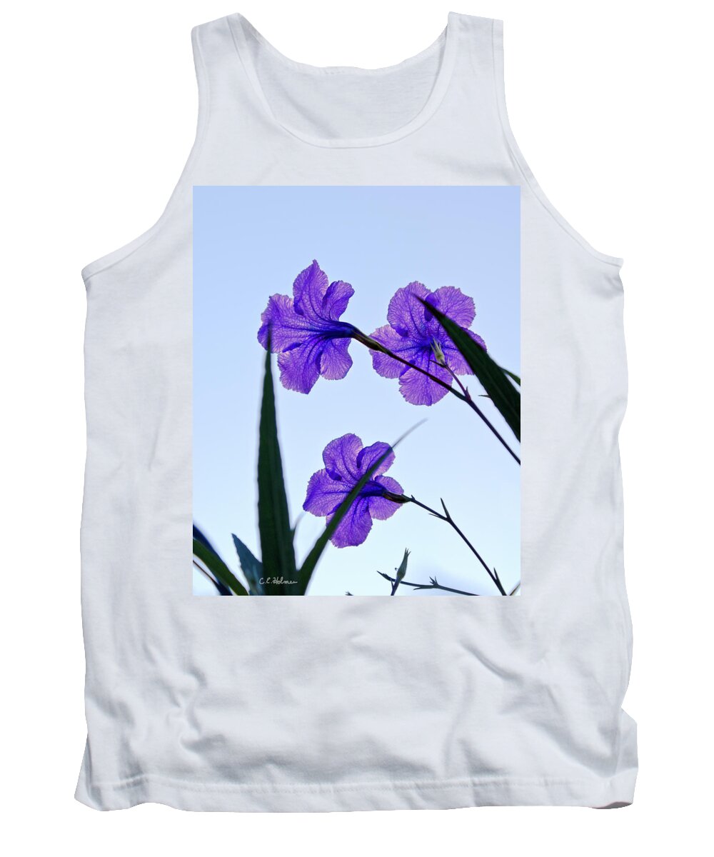 Flower Tank Top featuring the photograph Purple Trio by Christopher Holmes