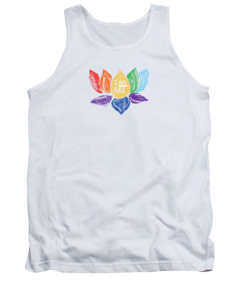 Lotus Tank Top featuring the mixed media Rainbow Lotus I AM ART- Art by Linda Woods by Linda Woods