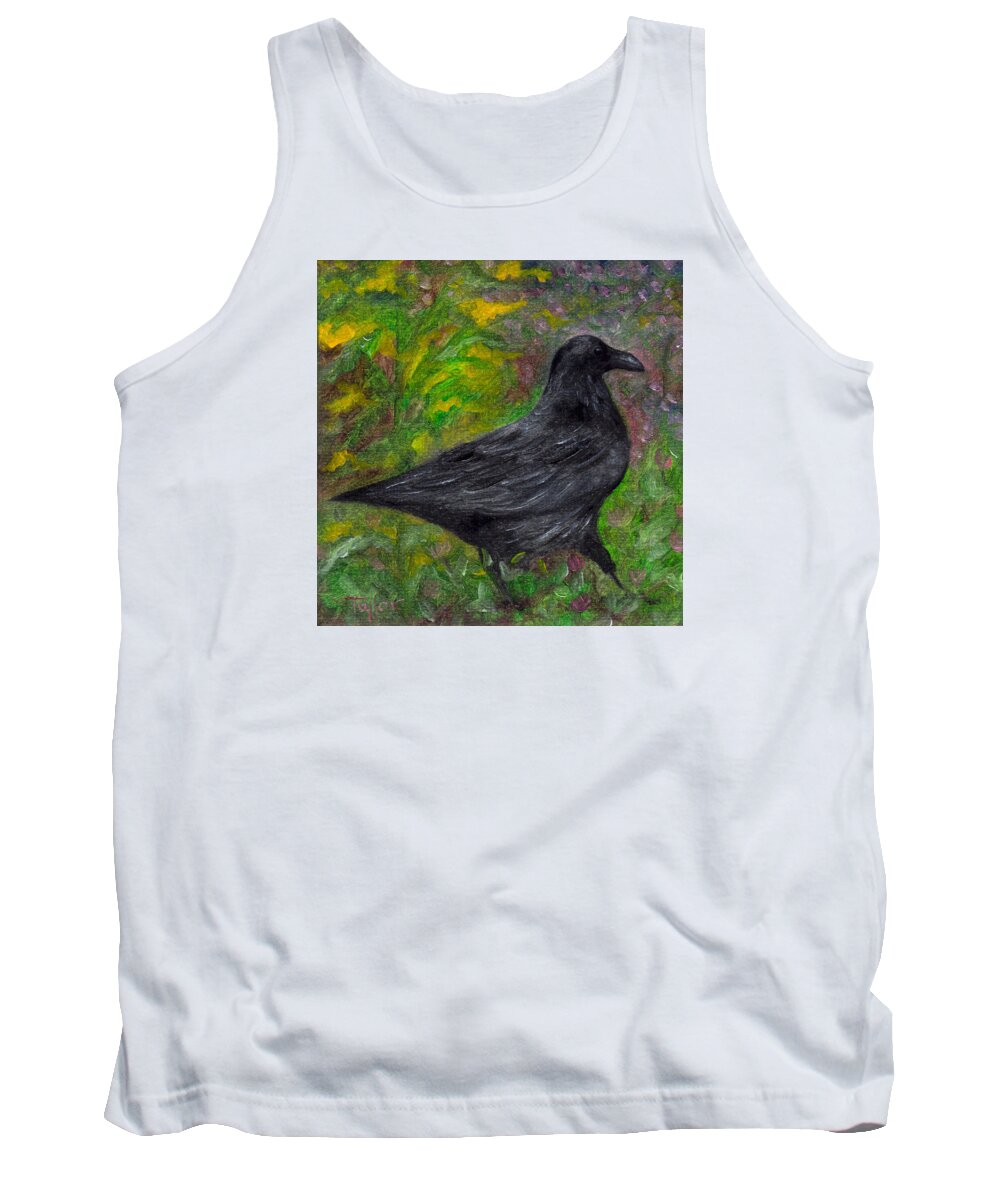 Birds Tank Top featuring the painting Raven in Goldenrod by FT McKinstry