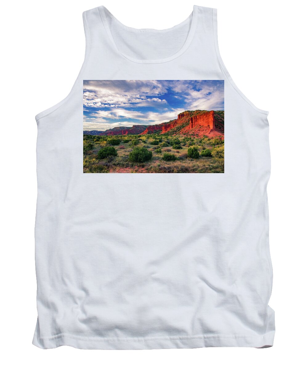 Canyon Tank Top featuring the photograph Red Cliffs of Caprock Canyon by Adam Reinhart