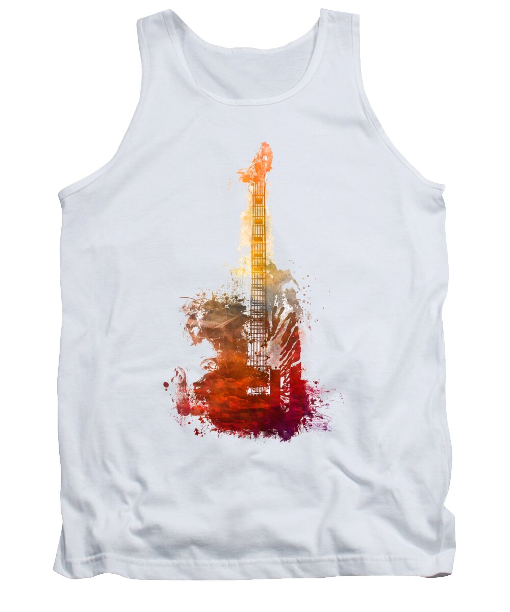 Guitar Tank Top featuring the digital art Red Electric guitar Musical Instrument by Justyna Jaszke JBJart