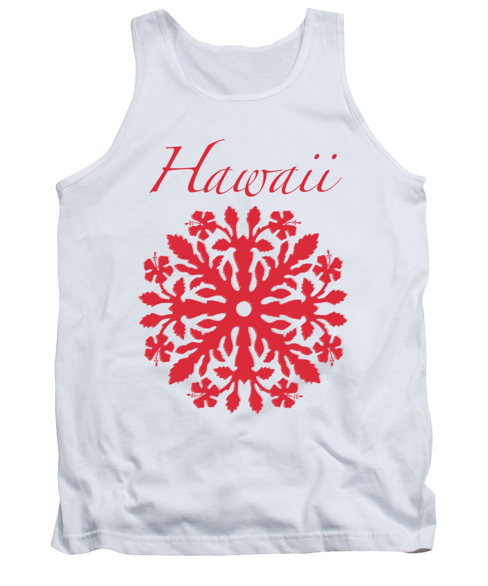 Hawaii T-shirt Tank Top featuring the digital art Hawaii Red Hibiscus Quilt by James Temple