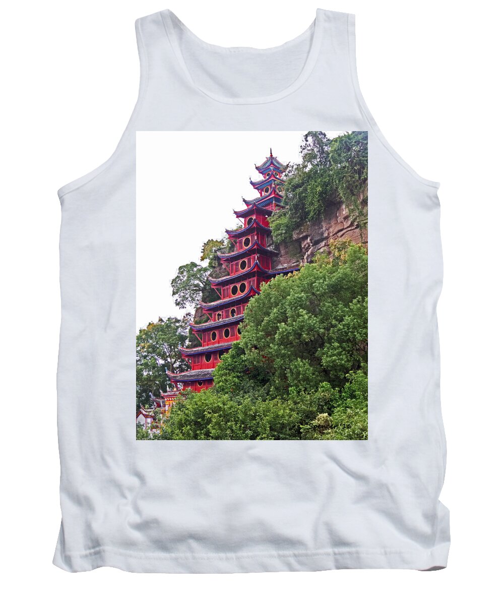 China Tank Top featuring the photograph Red Pagoda by T Guy Spencer