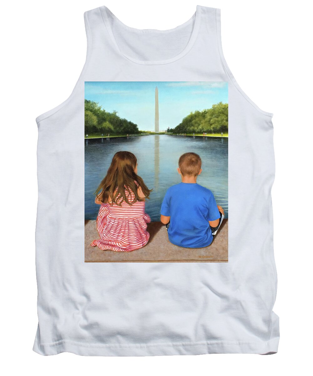Children Tank Top featuring the painting Reflecting on Reflections by Richard Ginnett